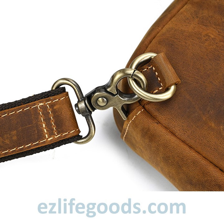 EZLIFEGOODS-Unisex Cowhide Chest Sling Bag, Casual Crossbody Messenger Bag 