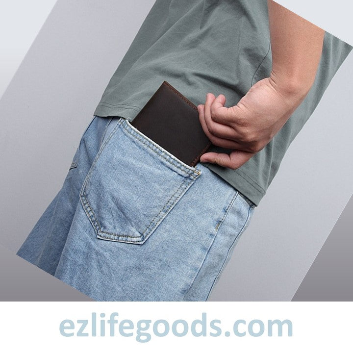 EZLIFEGOODS-Passport Wallet, Crazy Horse Leather Travel Wallet for Men with Cardholders