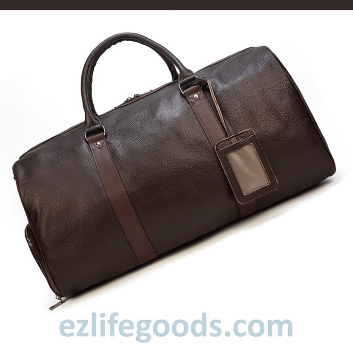 EZLIFEGOODS-Soft Genuine Cowhide Leather Travel Bag 55 cm Brown