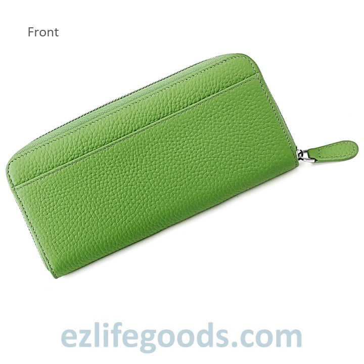 EZLIFEGOODS-RFID Long Wallet, Genuine Leather Zipper Wallet for Women with Many Cardholders, Phone Wallet Purse - Fresh Green