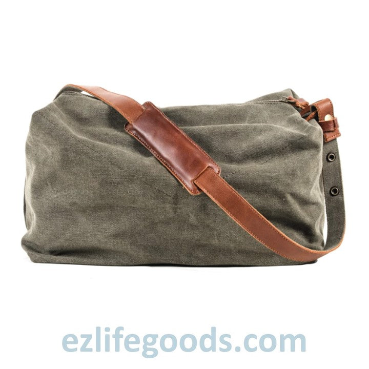 EZ Life Goods-Retro Canvas Shoulder Messenger Bag, Japanese Style Crossbody Bag Army Green
