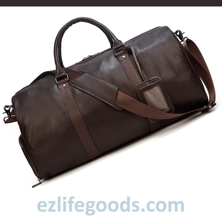 EZLIFEGOODS-Soft Genuine Cowhide Leather Travel Bag 55 cm Brown