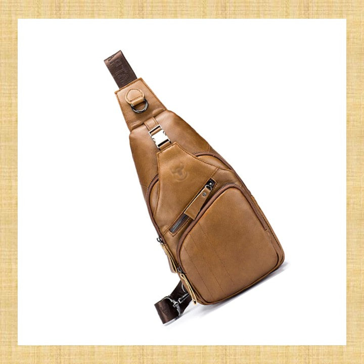 EZLIFEGOODS-Luxury Genuine Leather Crossbody Bag Honey Brown