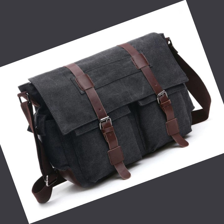 EZLIFEGOODS-Stylish Large Capacity Messenger Bag Black Grey