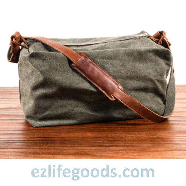 EZ Life Goods-Retro Canvas Shoulder Messenger Bag, Japanese Style Crossbody Bag Army Green
