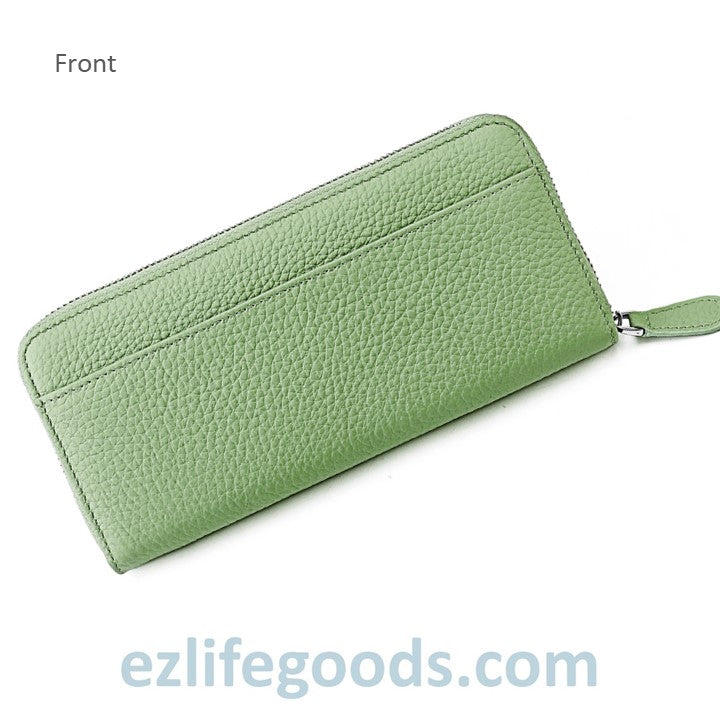 EZLIFEGOODS-RFID Long Wallet, Genuine Leather Zipper Wallet for Women with Many Cardholders, Phone Wallet Purse - Pastel Green
