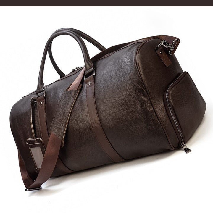 EZLIFEGOODS-Soft Genuine Cowhide Leather Travel Bag 55 cm Brown