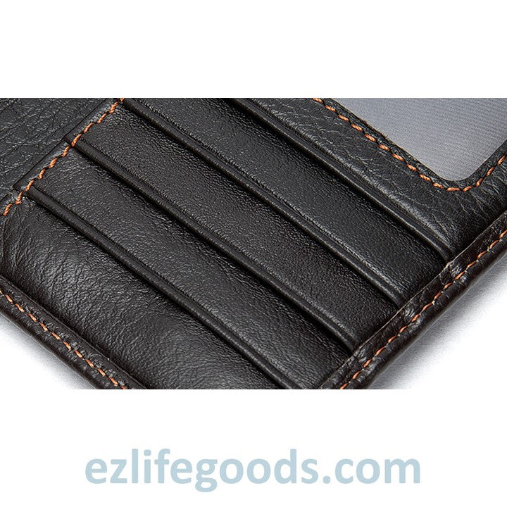 Classic Long Leather Wallet for Men, 18 Credit Card Holder Wallet