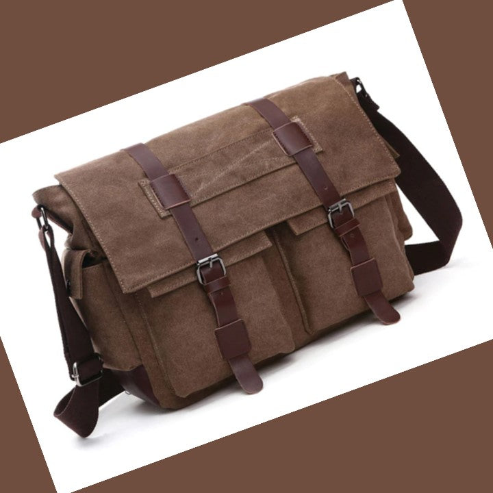 EZLIFEGOODS-Stylish Large Capacity Messenger Bag Coffee Brown