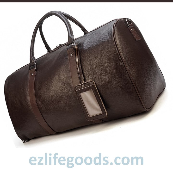 EZLIFEGOODS-Soft Genuine Cowhide Leather Travel Bag 55 cm Brown