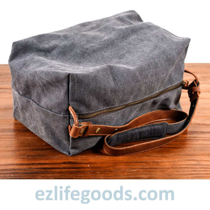 EZ Life Goods-Retro Canvas Shoulder Messenger Bag, Japanese Style Crossbody Bag Gray