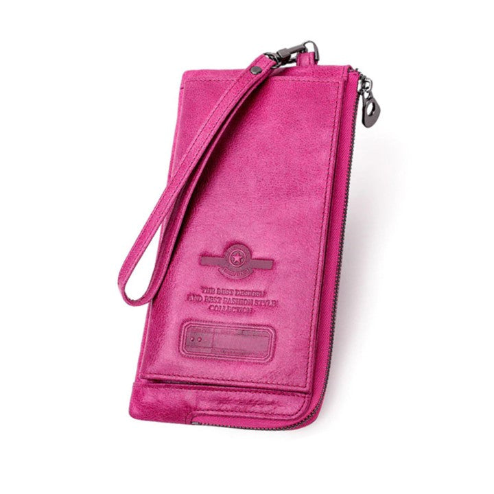 EZLIFEGOODS-Elegant Genuine Leather Wallet With Phone Pocket-Rose