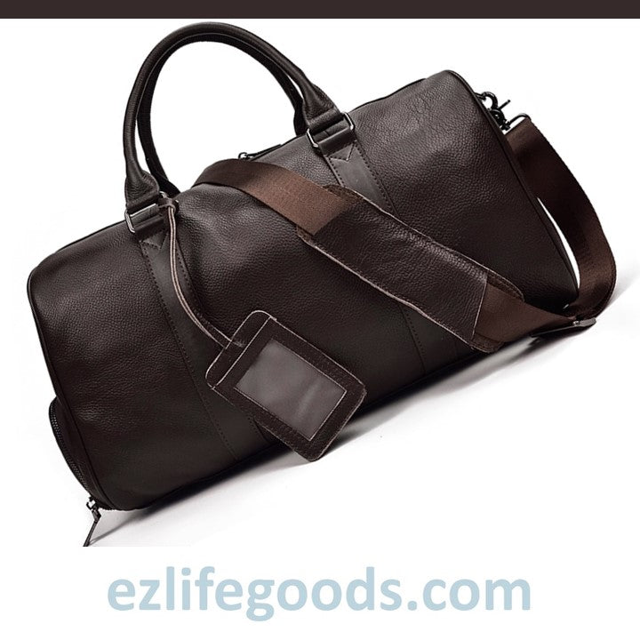 EZLIFEGOODS-Soft Genuine Cowhide Leather Travel Bag 45 cm Brown