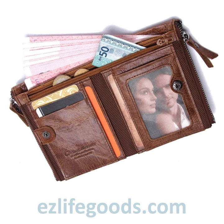 EZLIFEGOODS-Genuine Cowhide Leather Wallet For Men