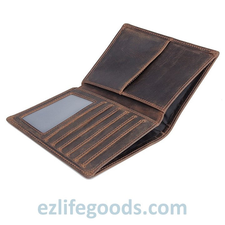 EZLIFEGOODS-Passport Wallet, Crazy Horse Leather Travel Wallet for Men with Cardholders-Leather Passport Pocket